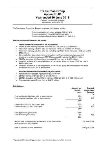 Vorschaubild Transurban Finanzmitteilung 2018