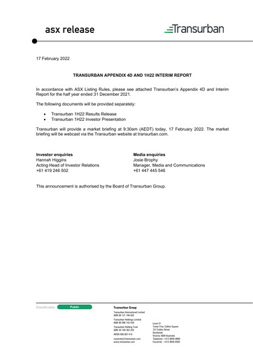 Thumbnail Transurban Half-year Report 2022-h1