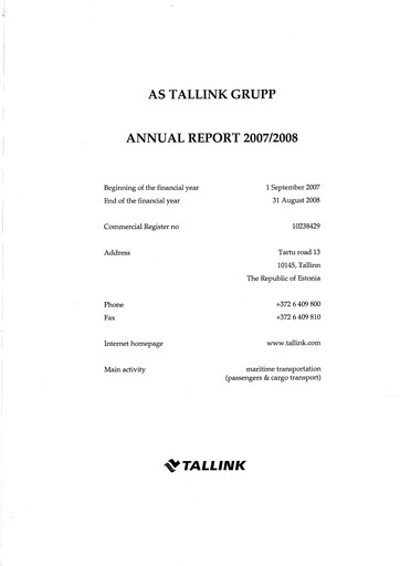 Thumbnail Tallink Grupp Annual Report 2008
