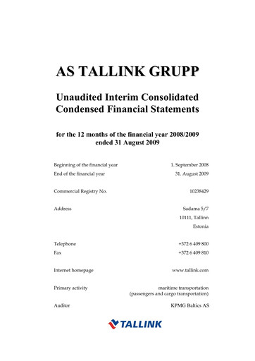 Thumbnail Tallink Grupp Financial Statement 2009