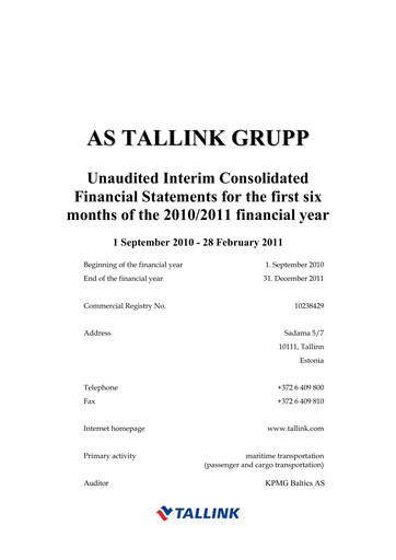 Thumbnail Tallink Grupp Financial Statement 2011-h1