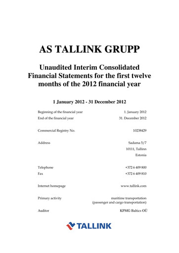 Thumbnail Tallink Grupp Financial Statement 2012