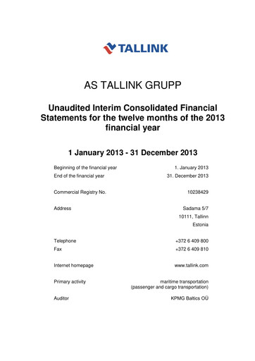 Thumbnail Tallink Grupp Financial Statement 2013