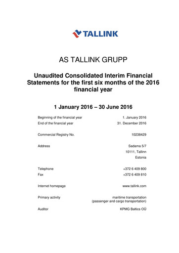 Thumbnail Tallink Grupp Financial Statement 2016-h1