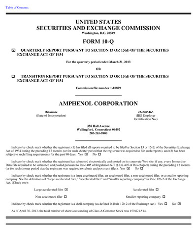 Thumbnail Amphenol Quarterly Report 2013-q1