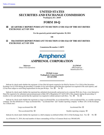 Thumbnail Amphenol Quarterly Report 2014-q3