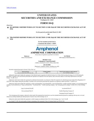 Thumbnail Amphenol Quarterly Report 2021-q1