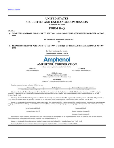 Thumbnail Amphenol Quarterly Report 2021-q2