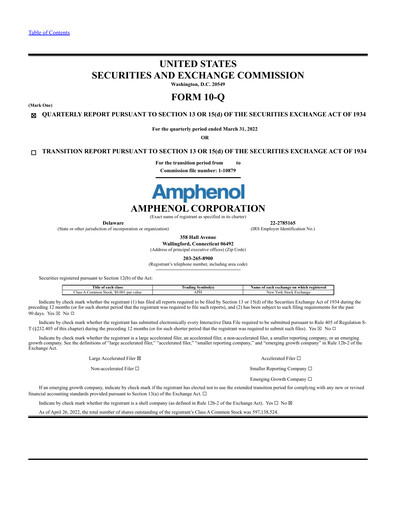 Thumbnail Amphenol Quarterly Report 2022-q1