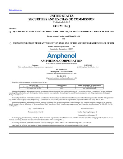 Thumbnail Amphenol Quarterly Report 2026-q1