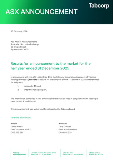 Thumbnail Tabcorp Half-year Report 2026-h1