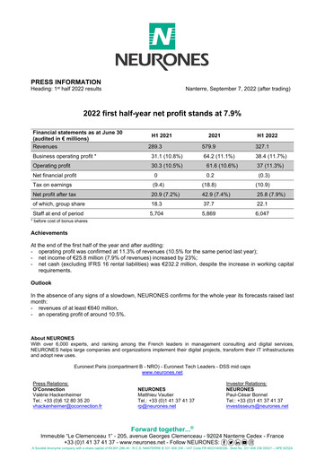 Thumbnail Neurones Half-year Report 2022-h1