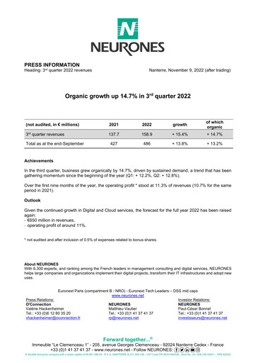 Thumbnail Neurones Quarterly Report 2022-q3