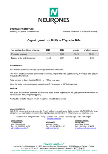Thumbnail Neurones Quarterly Report 2024-q3