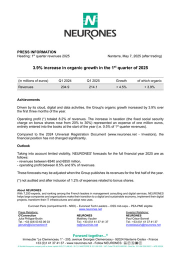 Thumbnail Neurones Quarterly Report 2025-q1