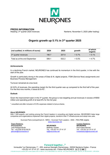 Thumbnail Neurones Quarterly Report 2025-q3