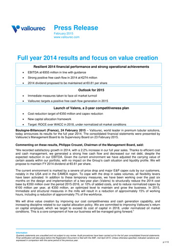 Miniature Vallourec Bilan financier 2014