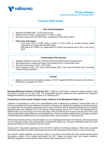 Miniature Vallourec Bilan financier 2016