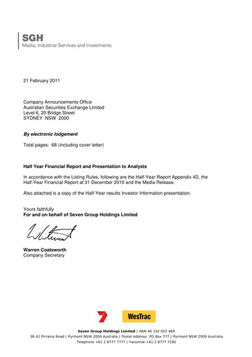 Thumbnail Seven Group Holdings
 (SGH) Half-year Report 2011-h1