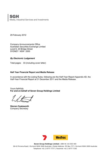 Thumbnail Seven Group Holdings
 (SGH) Half-year Report 2012-h1