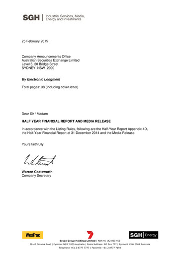 Thumbnail Seven Group Holdings
 (SGH) Half-year Report 2015-h1