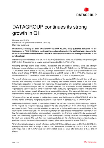 Thumbnail DATAGROUP SE Quarterly Report 2019-2020-q1