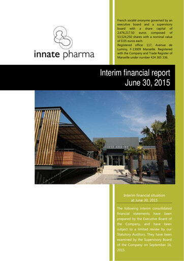 Vorschaubild Innate Pharma
 Halbjahresbericht 2015-h1