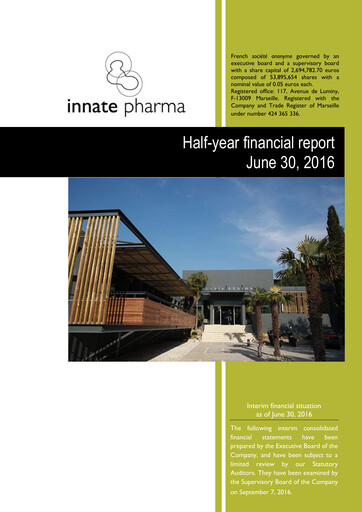 Vorschaubild Innate Pharma
 Halbjahresbericht 2016-h1