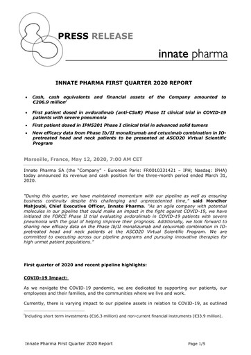 Miniature Innate Pharma
 Rapport trimestriel 2020-q1