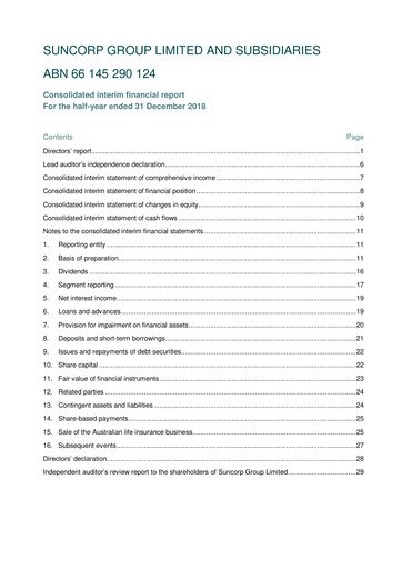 Thumbnail Suncorp Half-year Report 2018-2019-h1