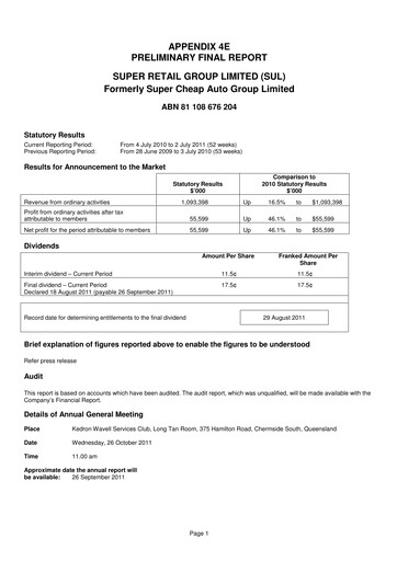 Thumbnail Super Retail Group Financial Statement 2011