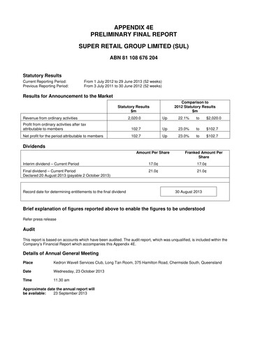 Thumbnail Super Retail Group Financial Statement 2013