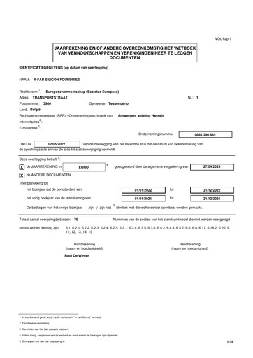 Thumbnail X-FAB Financial Statement 2022
