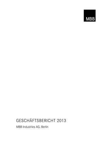 Thumbnail MBB SE Annual Report 2013