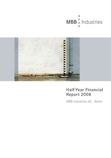 Thumbnail MBB SE Half-year Report 2008-h1