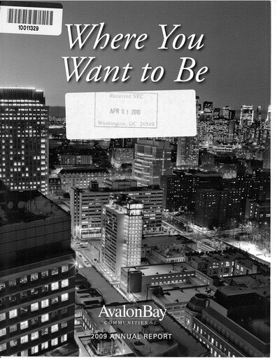 Thumbnail AvalonBay Communities Annual Report 2009