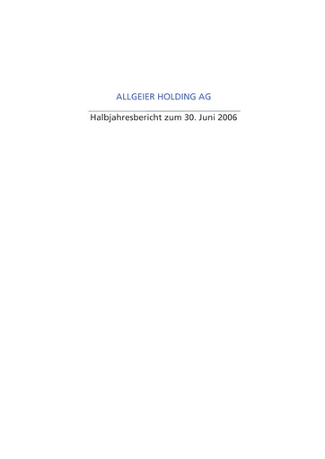 Miniature Allgeier Rapport semestriel 2006-h1