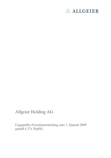 Miniature Allgeier Rapport trimestriel 2009-q1