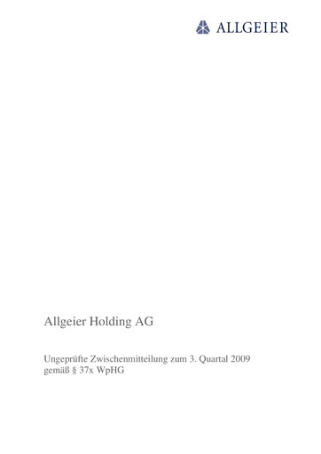 Miniature Allgeier Rapport trimestriel 2009-q3