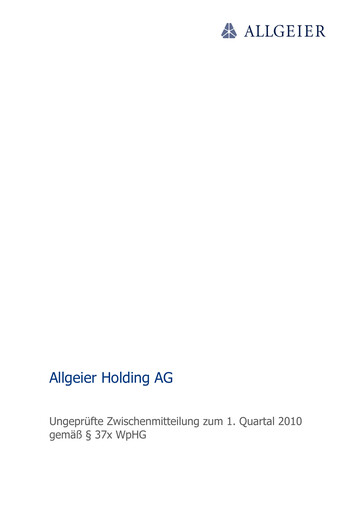 Miniature Allgeier Rapport trimestriel 2010-q1