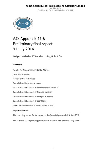 Thumbnail Washington H. Soul Pattinson and Company (Soul Patts)  Financial Report fy2018