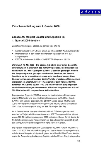Thumbnail adesso SE Quarterly Report 2008-q1