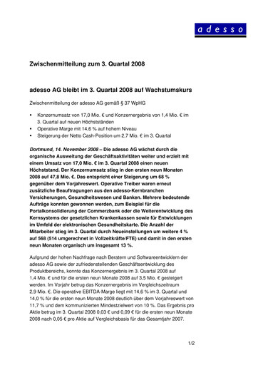 Thumbnail adesso SE Quarterly Report 2008-q3