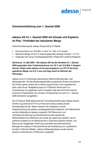 Thumbnail adesso SE Quarterly Report 2009-q1