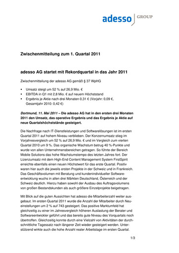 Thumbnail adesso SE Quarterly Report 2011-q1
