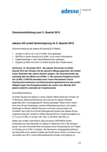Thumbnail adesso SE Quarterly Report 2012-q3