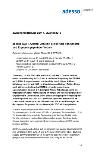 Thumbnail adesso SE Quarterly Report 2013-q1