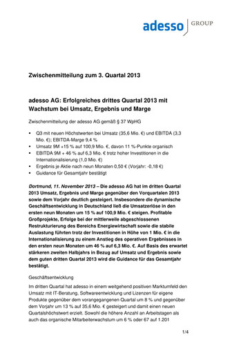 Thumbnail adesso SE Quarterly Report 2013-q3