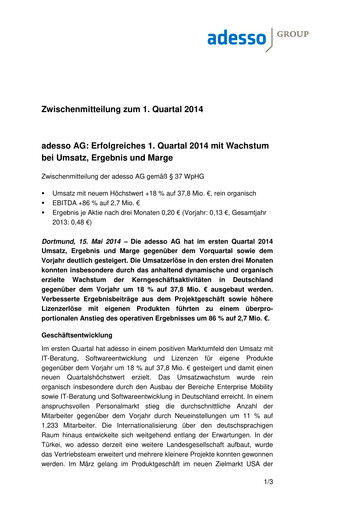 Thumbnail adesso SE Quarterly Report 2014-q1