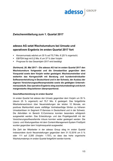 Thumbnail adesso SE Quarterly Report 2017-q1
